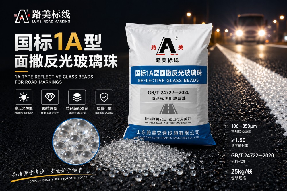 国标1A型面撒反光玻璃珠